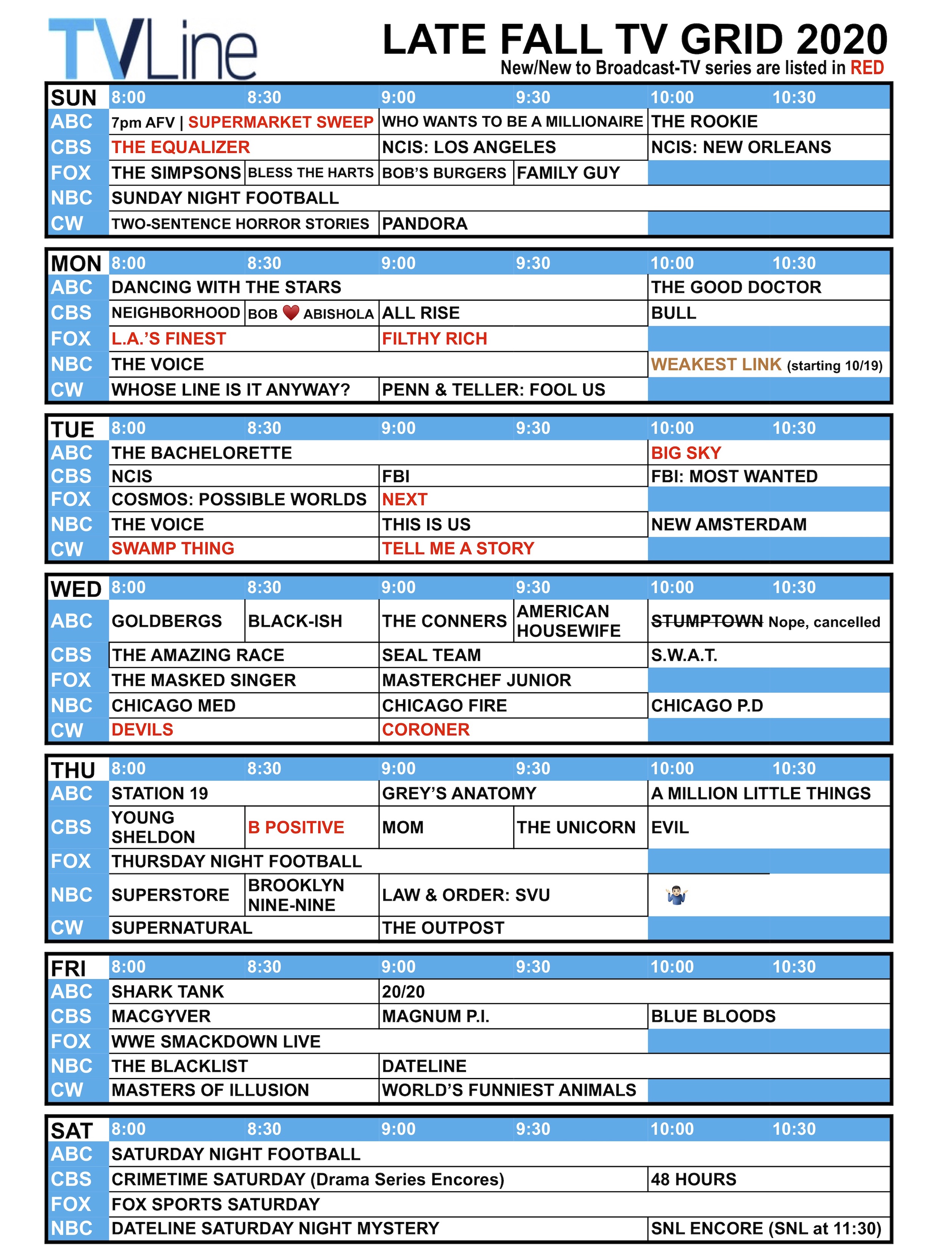 w tv schedule