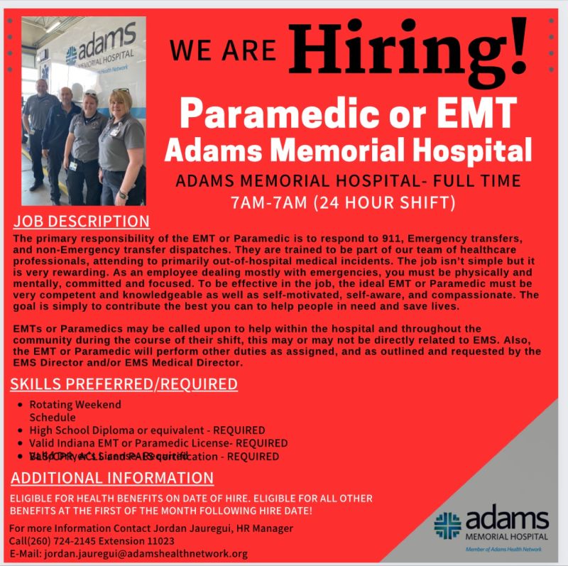 adams memorial hospital jobs