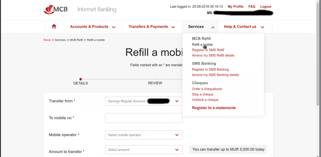 mcb internet banking