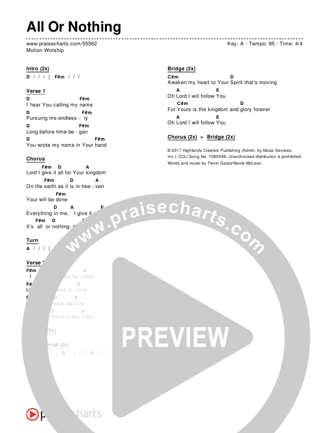 all or nothing chords