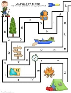 alphabet maze printable