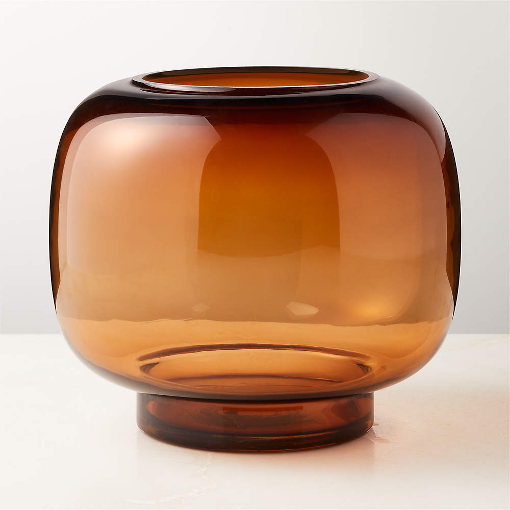 amber glass hurricane candle holder