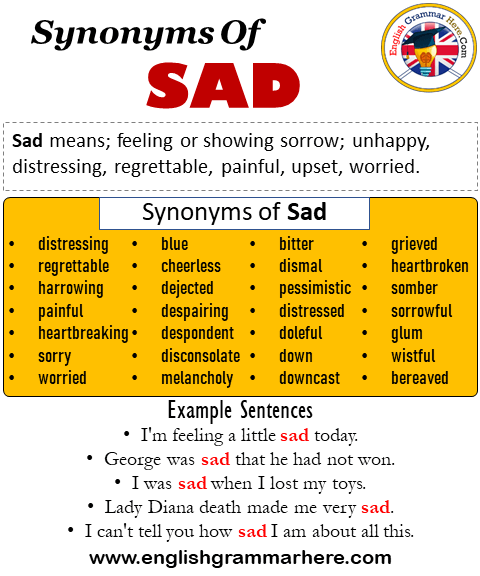 another word for very sad