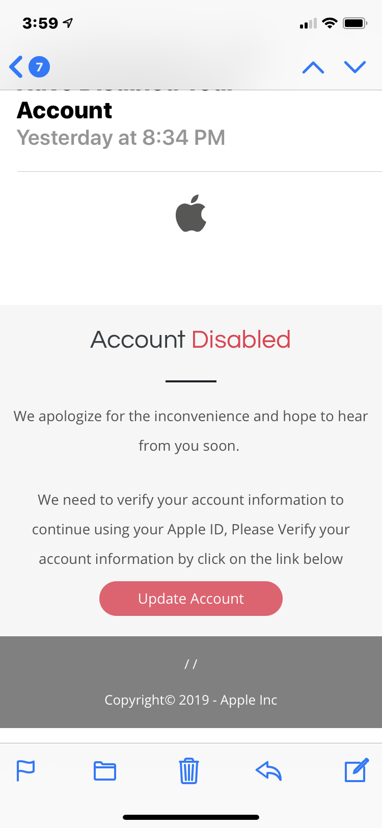 apple account disabled