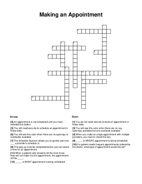 appointment crossword clue