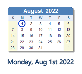 august 1 2022