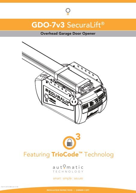 automatic technology garage door opener manual