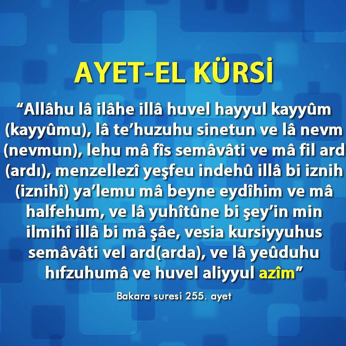 ayetel kürsi okunuş