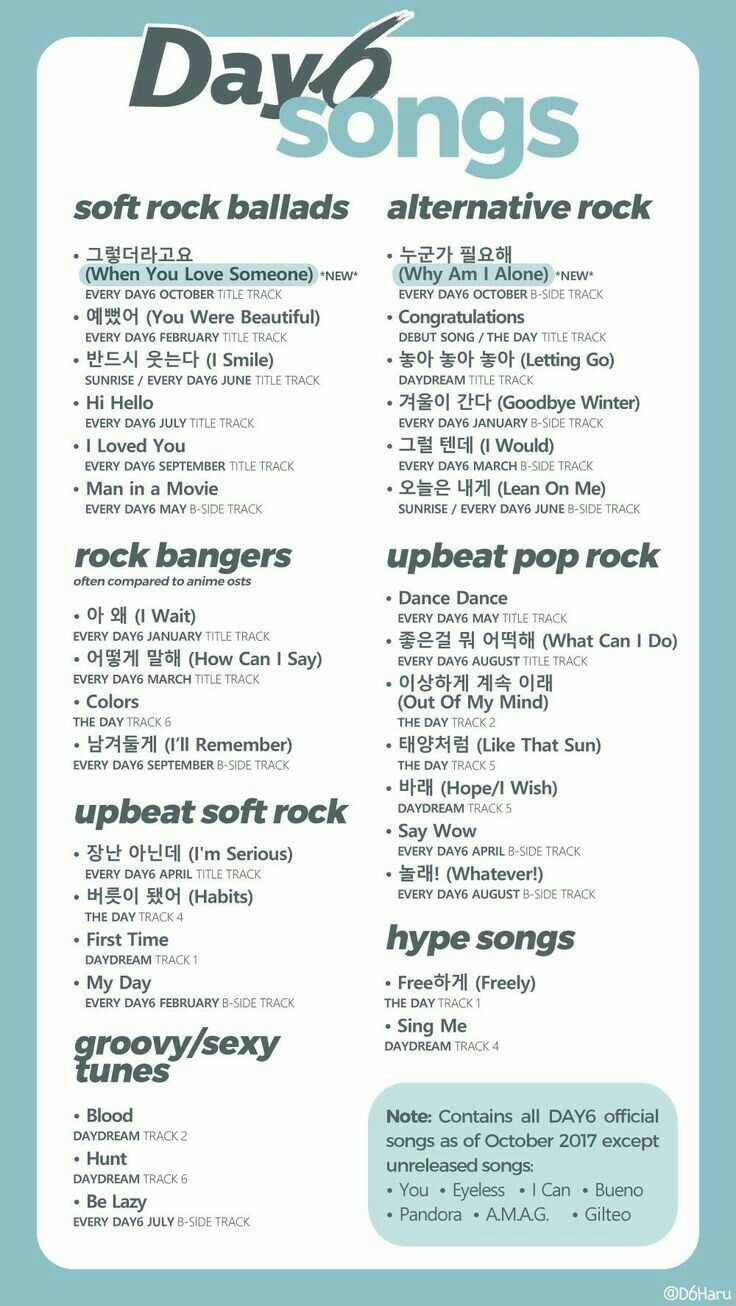 day6 all songs playlist