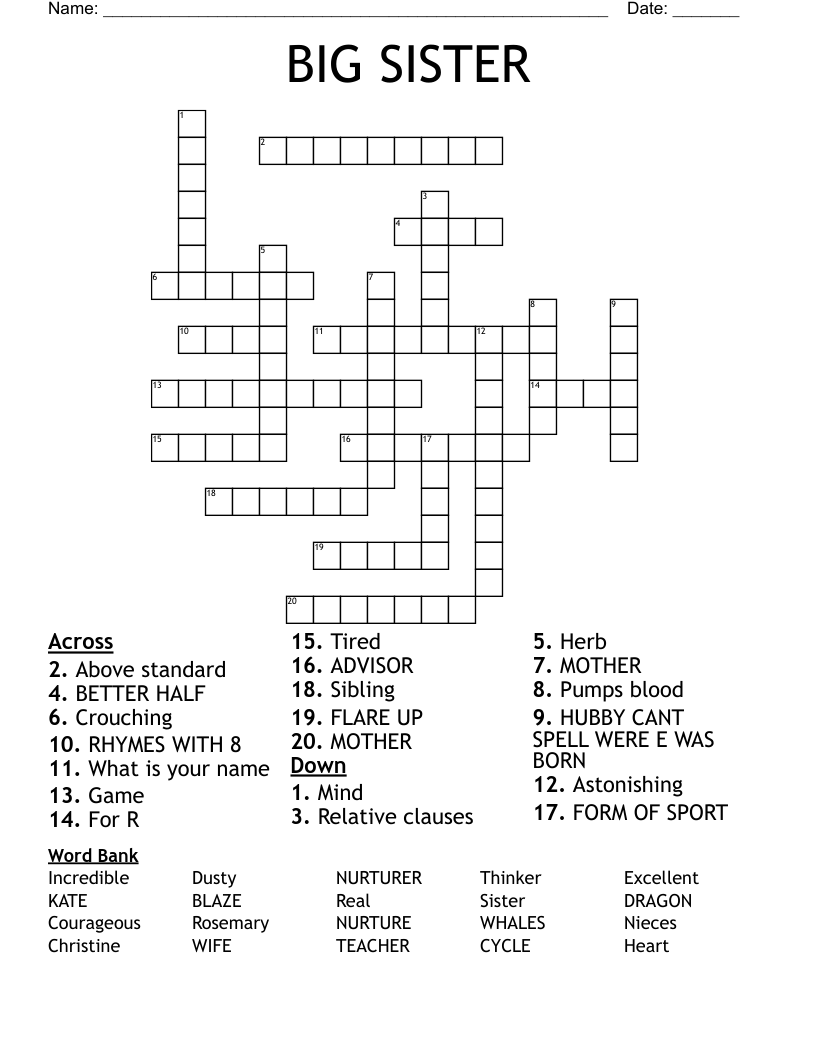 sisters crossword