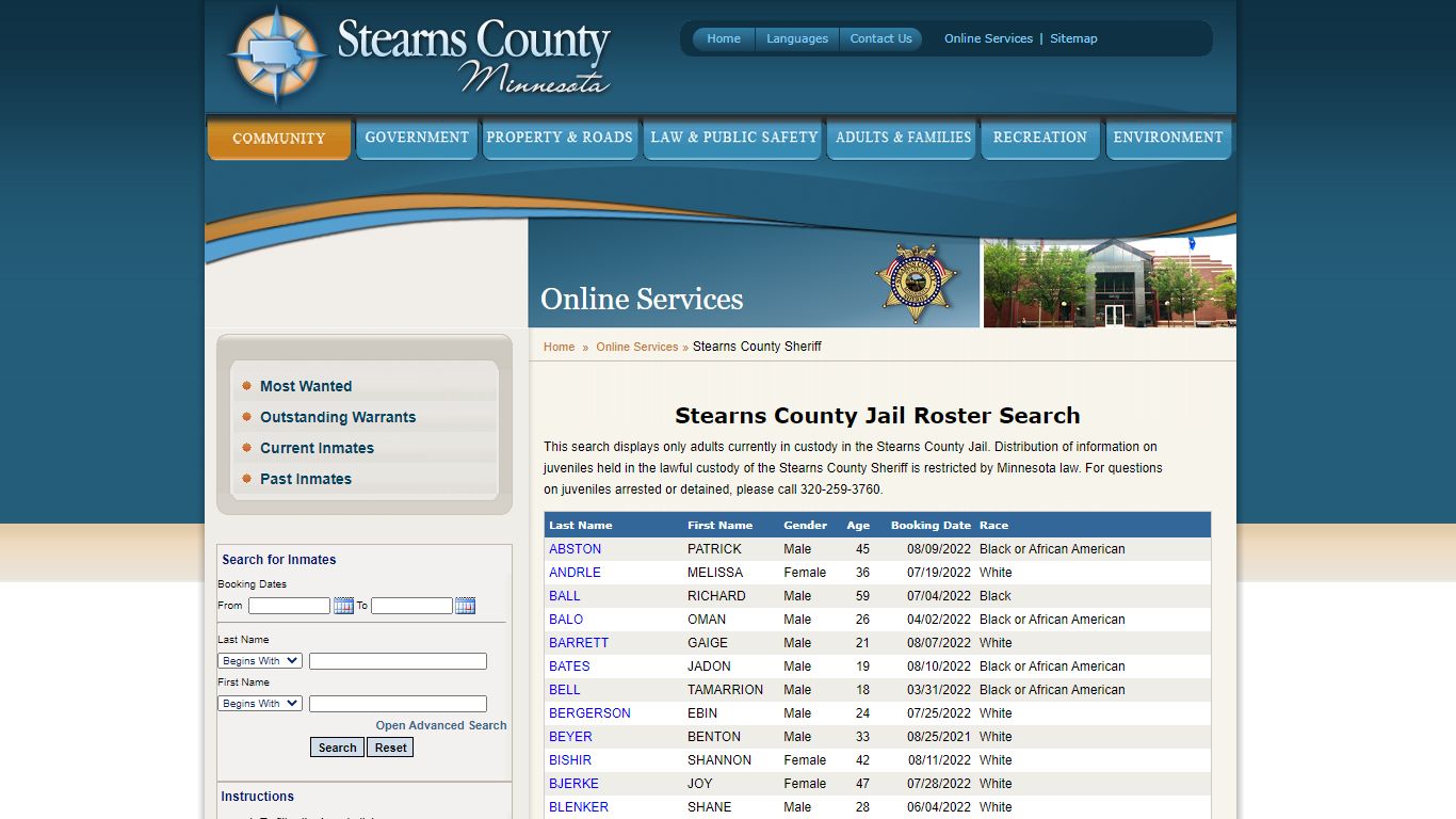 stearns county jail roster