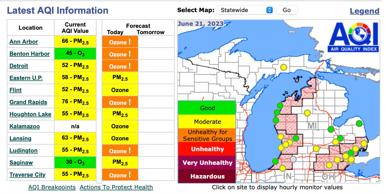 aqi michigan map