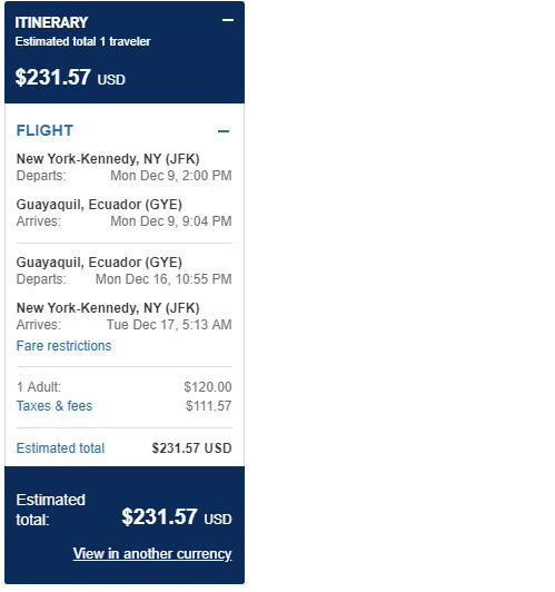 airline tickets to ecuador