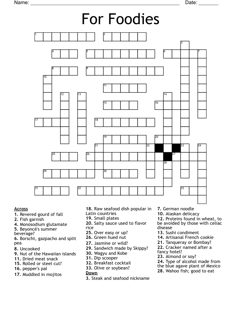 small appetiser crossword