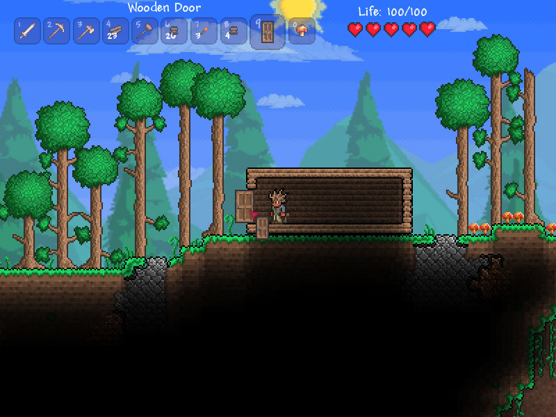 terraria how to place a door