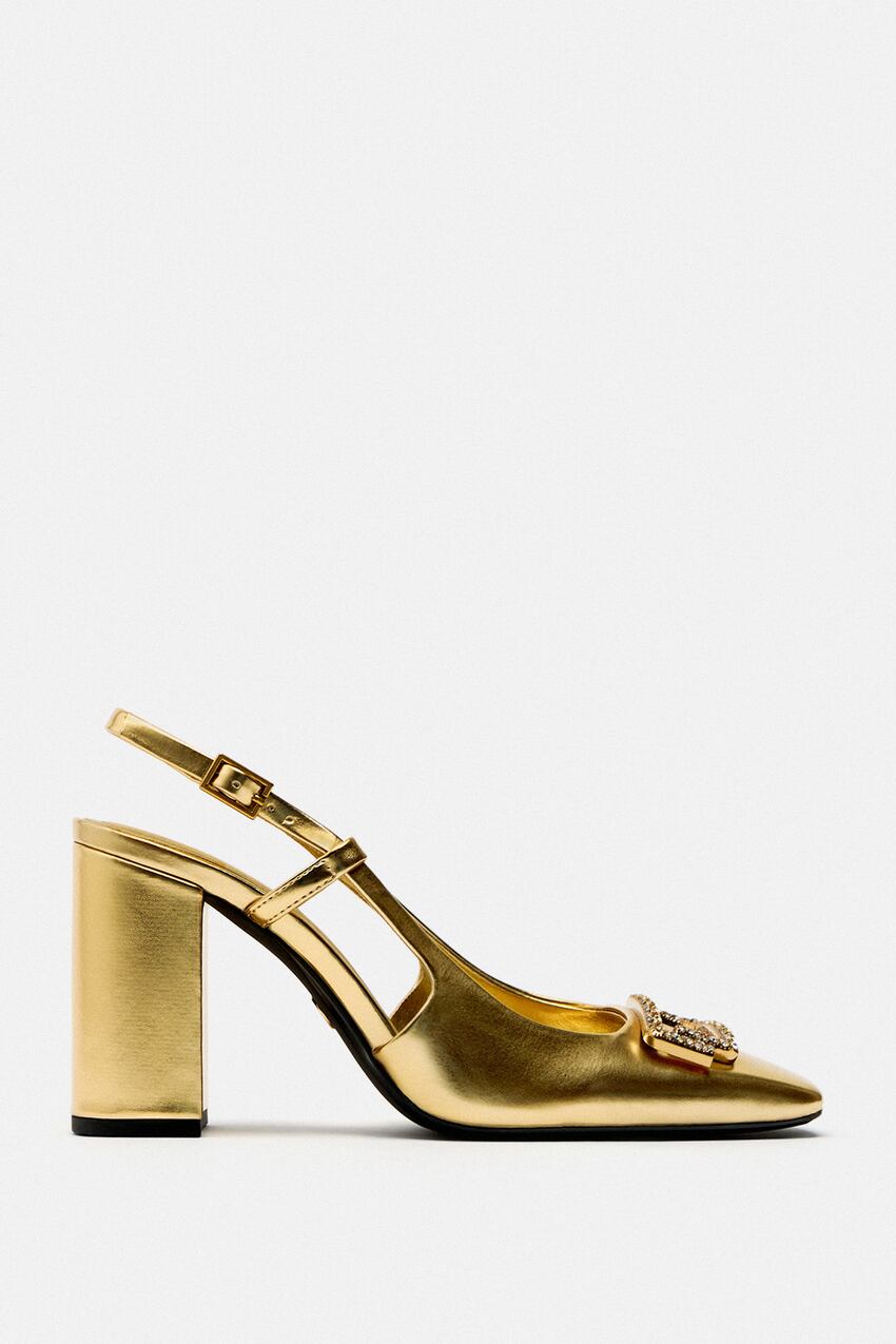 zara heels gold