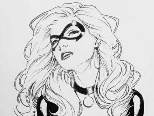 black cat drawing marvel