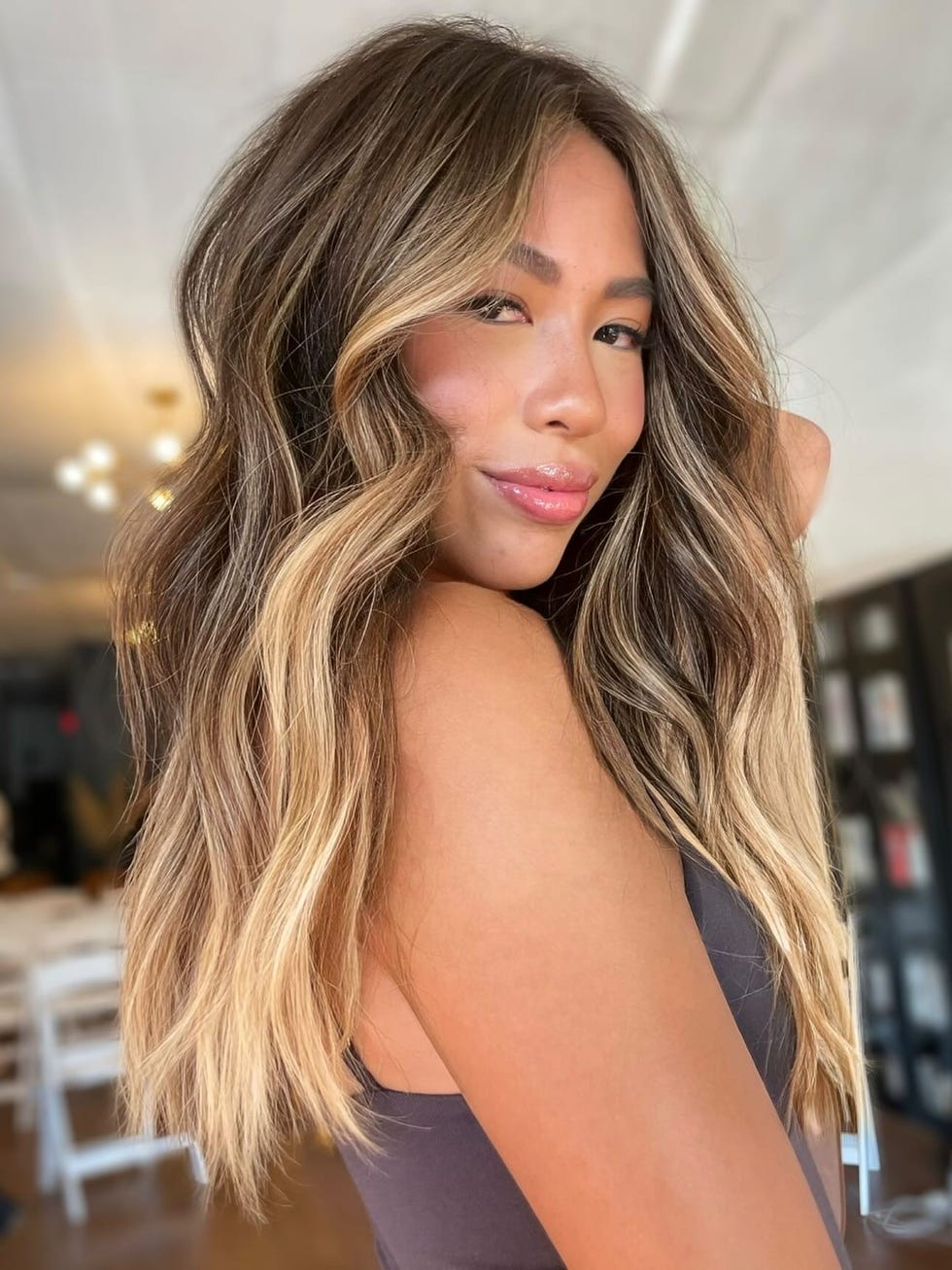 balayage layered hair