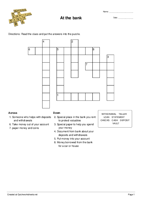 bank employee crossword clue