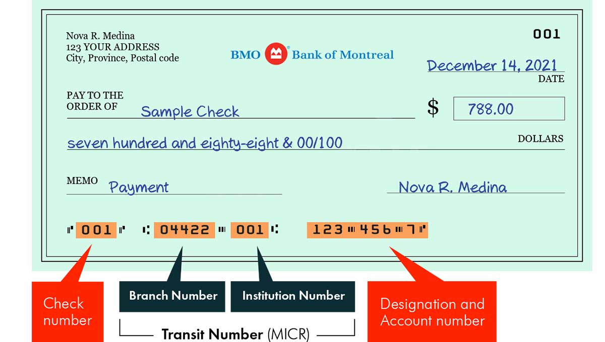 bank of montreal transit number