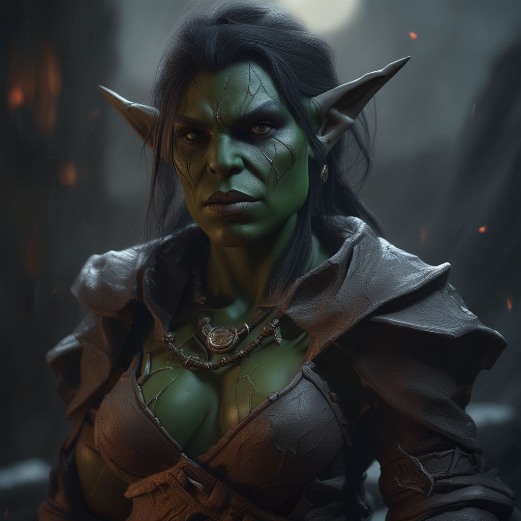 beautiful half orc female art