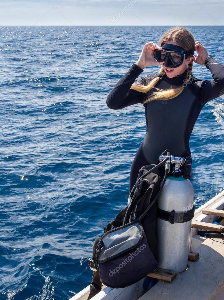 beautiful scuba woman