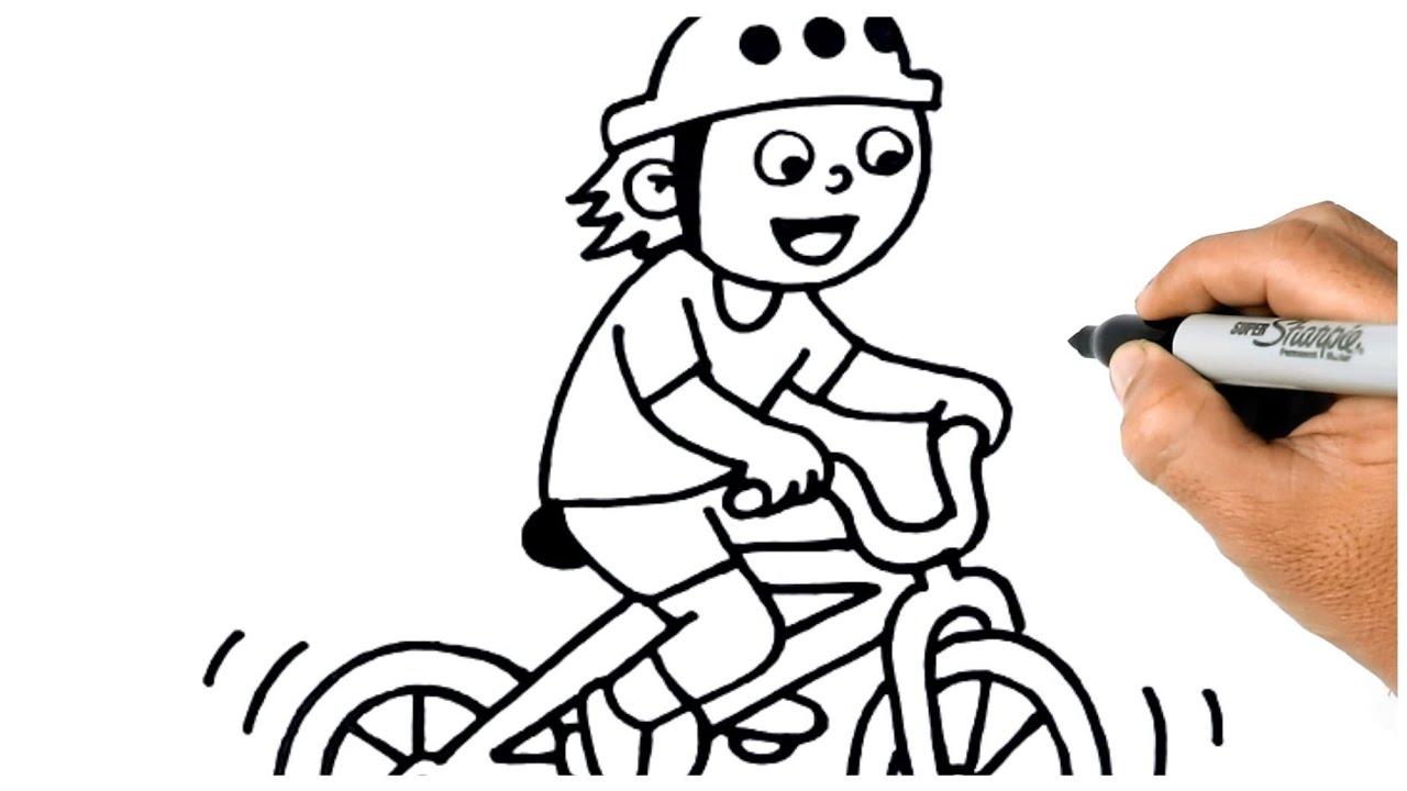 biking drawing easy