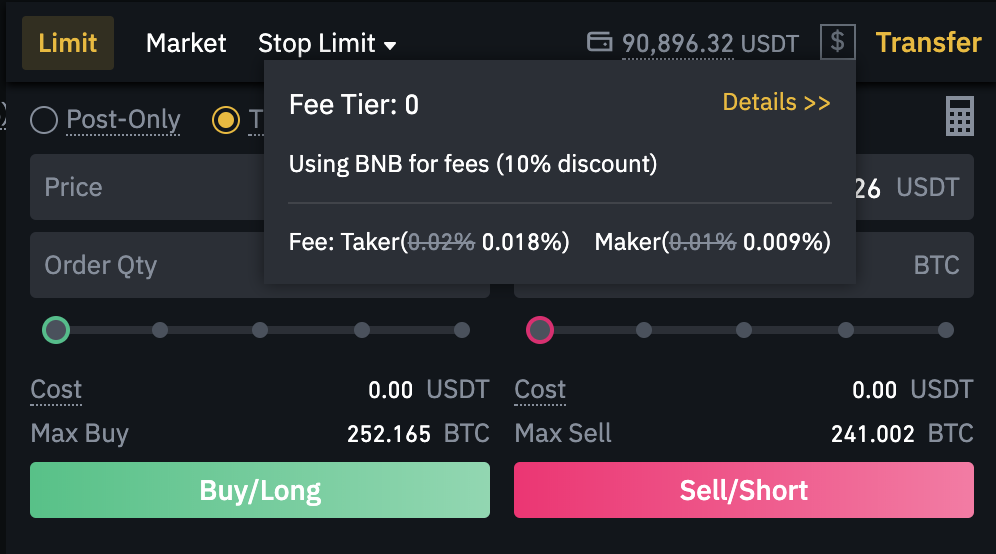 binance fee ücretleri