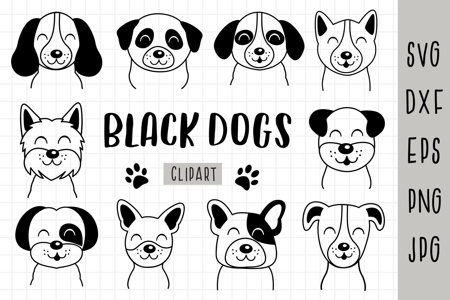 black and white dog clip art