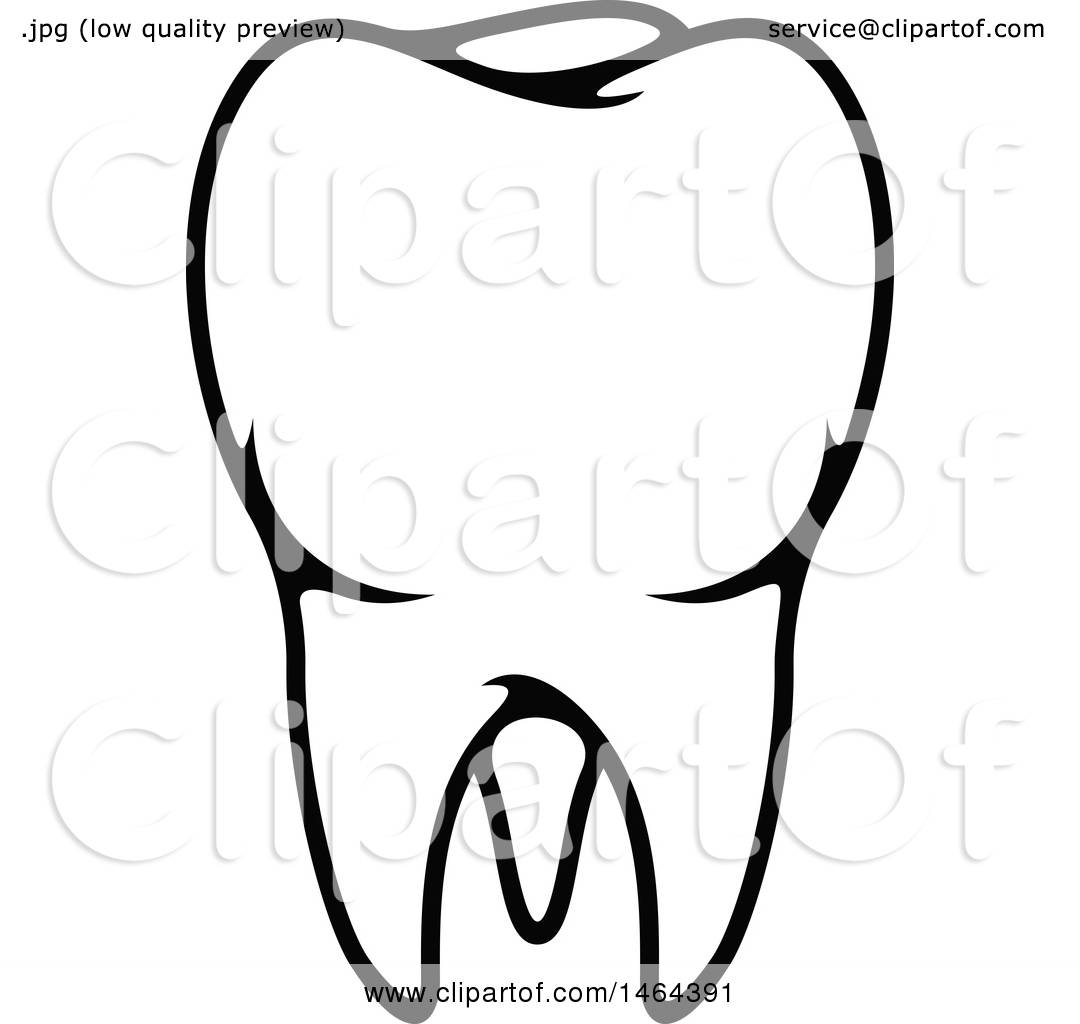 black and white tooth clipart