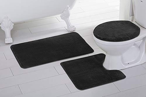 black bath rug set