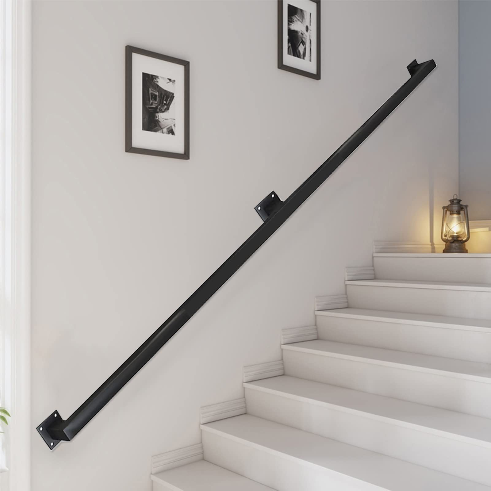 black staircase handrail