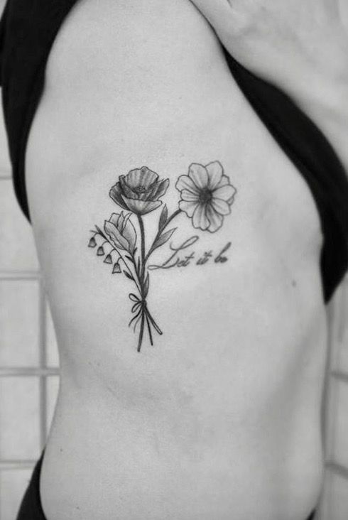 black white flower tattoo