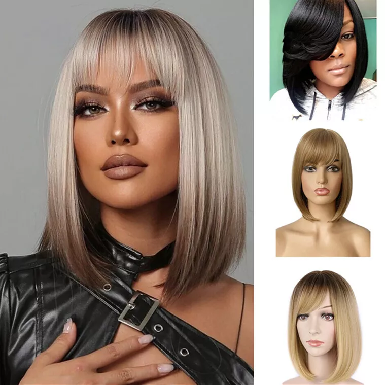 blonde hair wigs with bangs