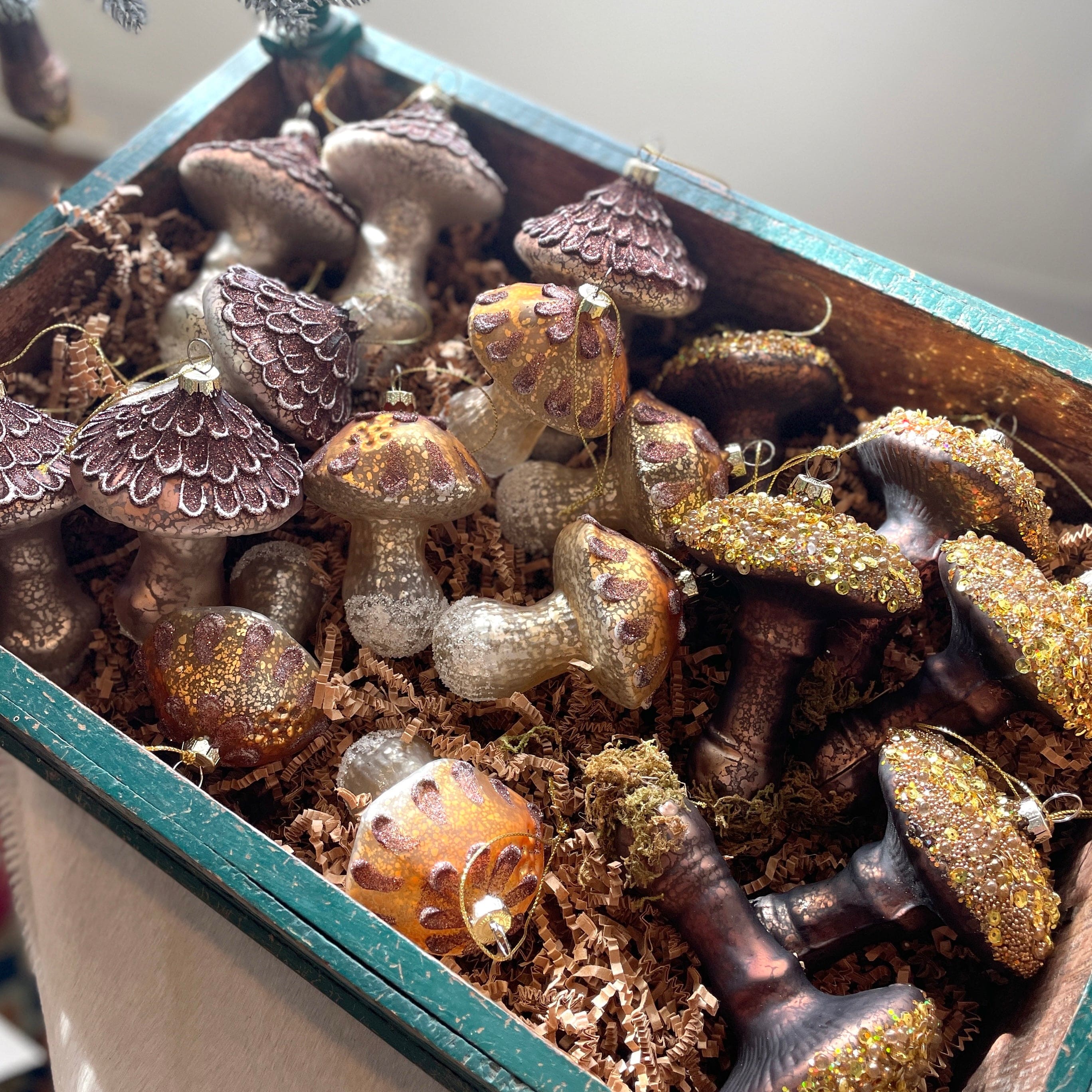 blown glass mushroom ornaments