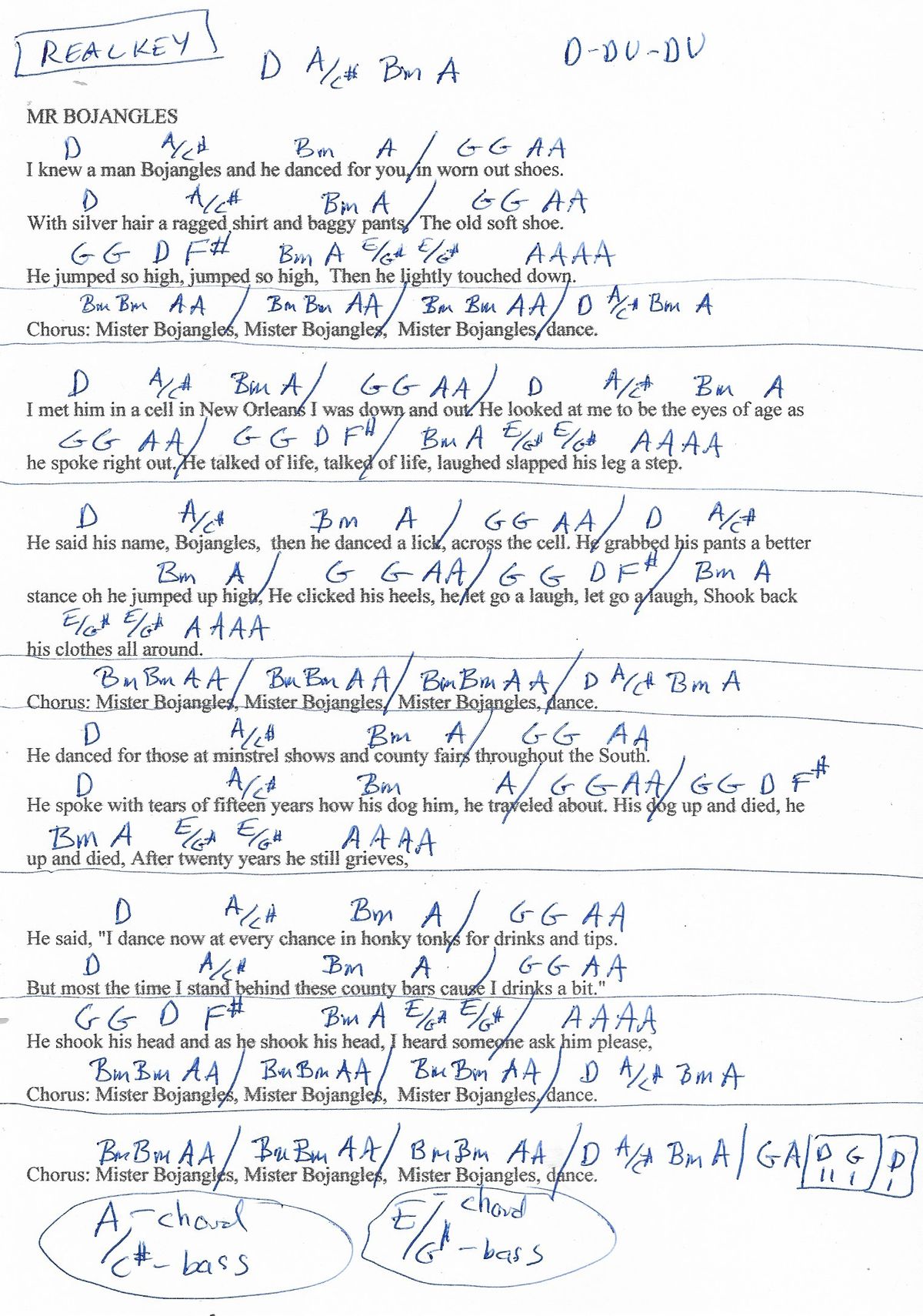 bojangles chords