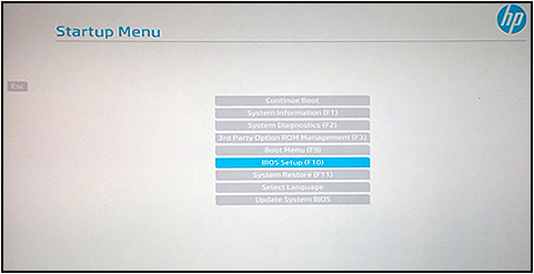 boot menu for hp