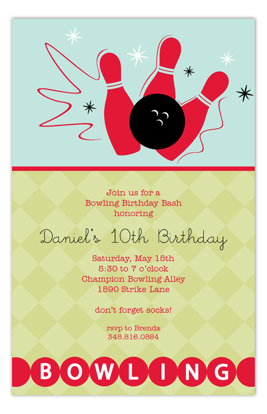 bowling birthday invitation