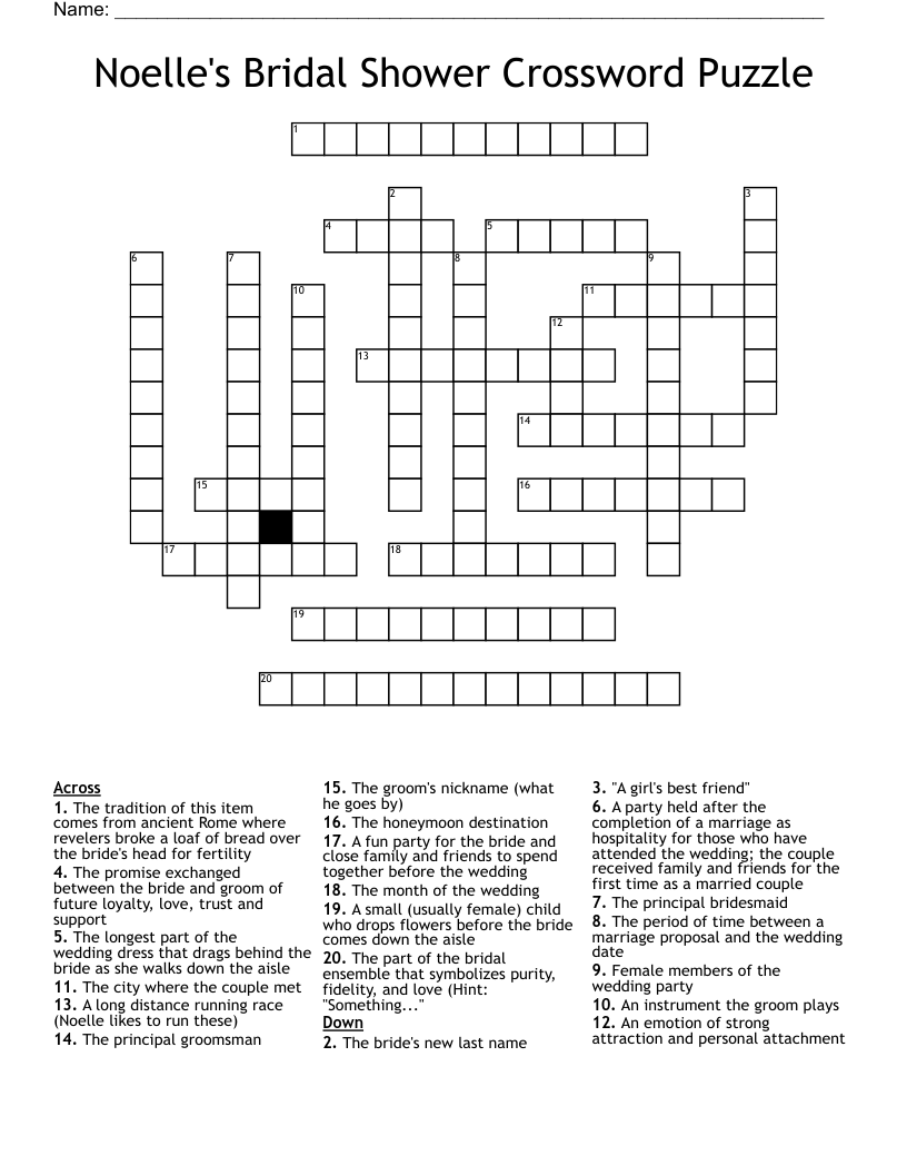 bridal party crossword