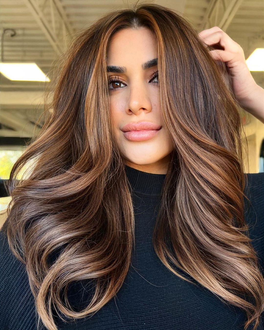 brunette with honey highlights