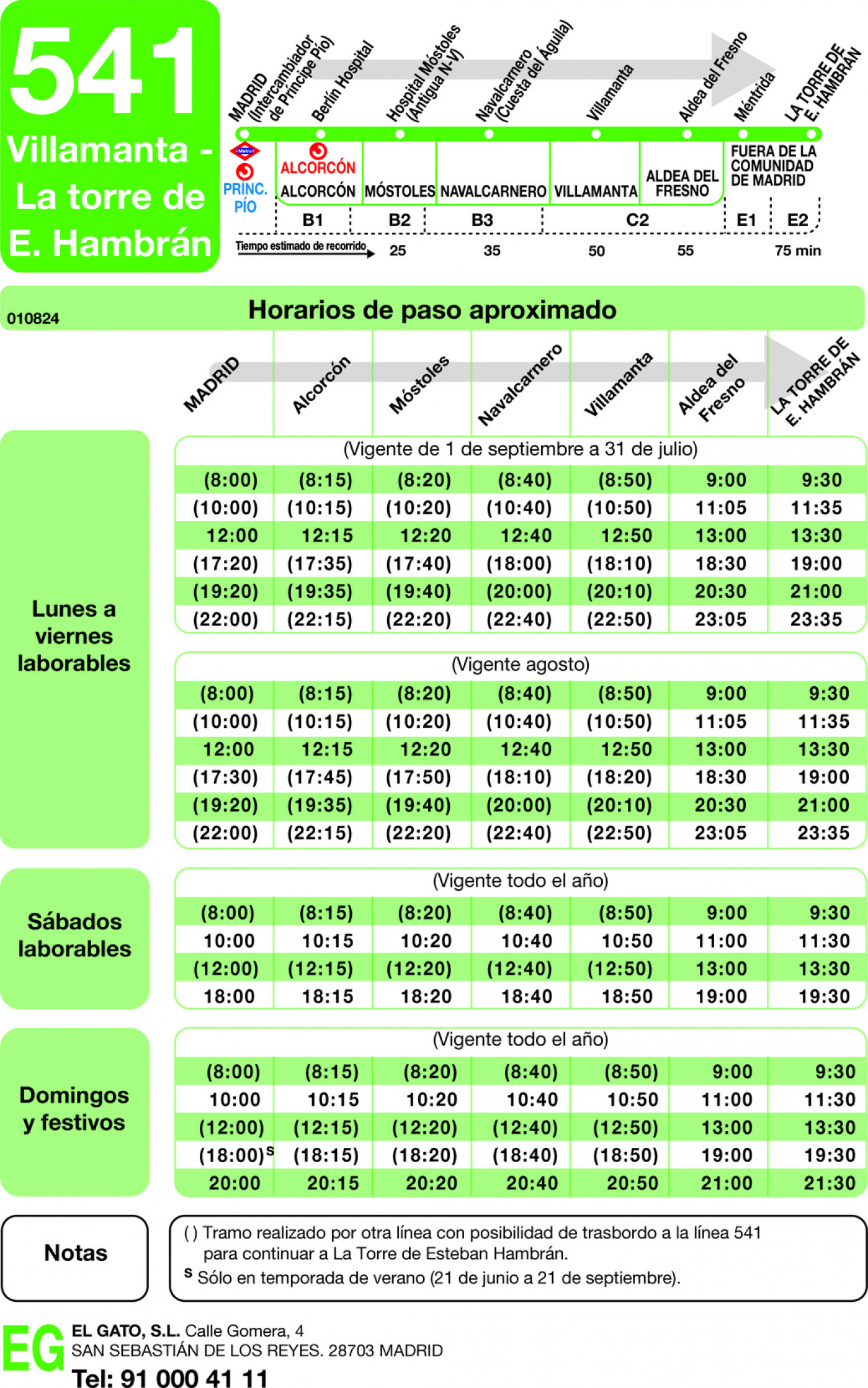 bus timetable 541