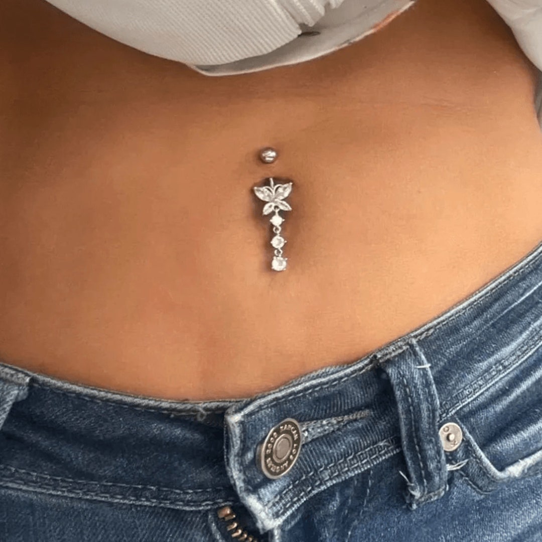 butterfly belly button piercing