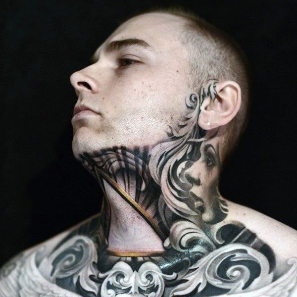 badass throat tattoos