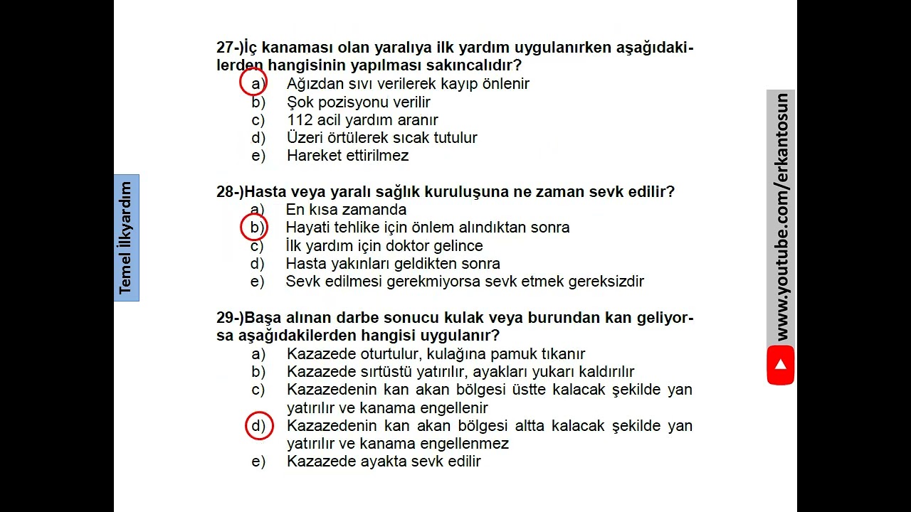 ilk yardım soruları ve cevapları pdf