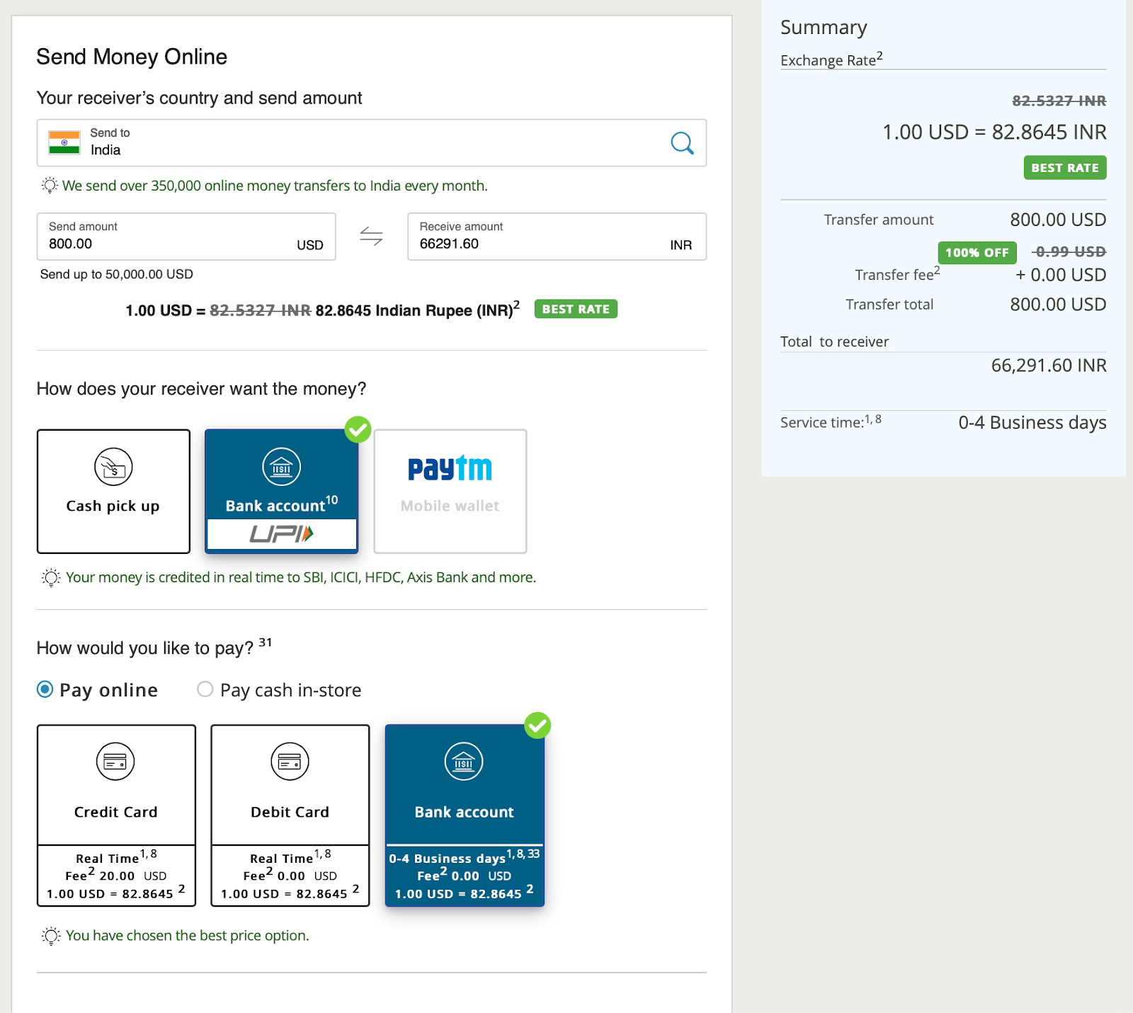 western union money transfer online