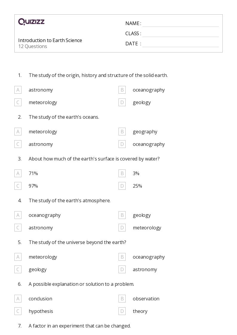 earth science worksheets high school pdf