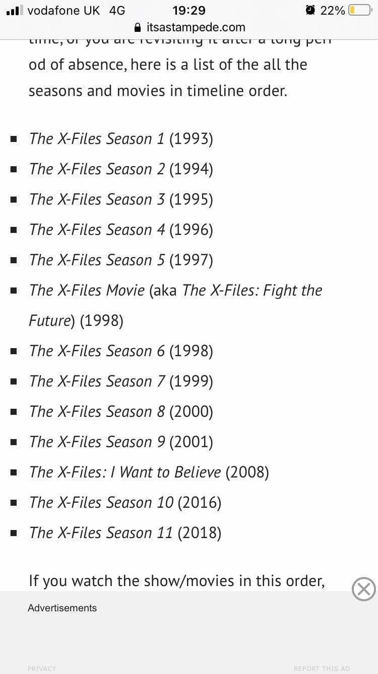 x files movie order