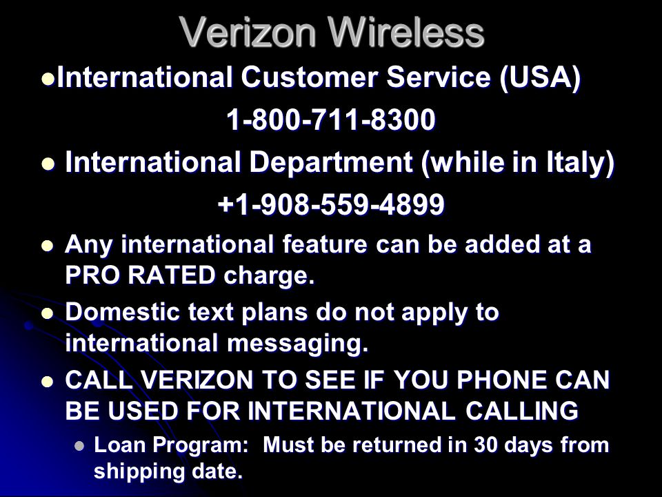 verizon international customer support