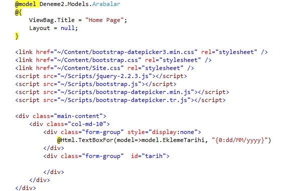 mvc datetimepicker kullanımı