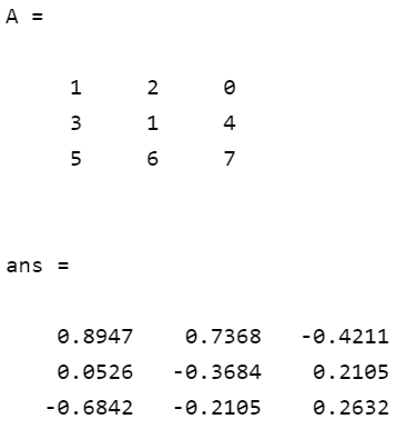 matlab inverse matrix command